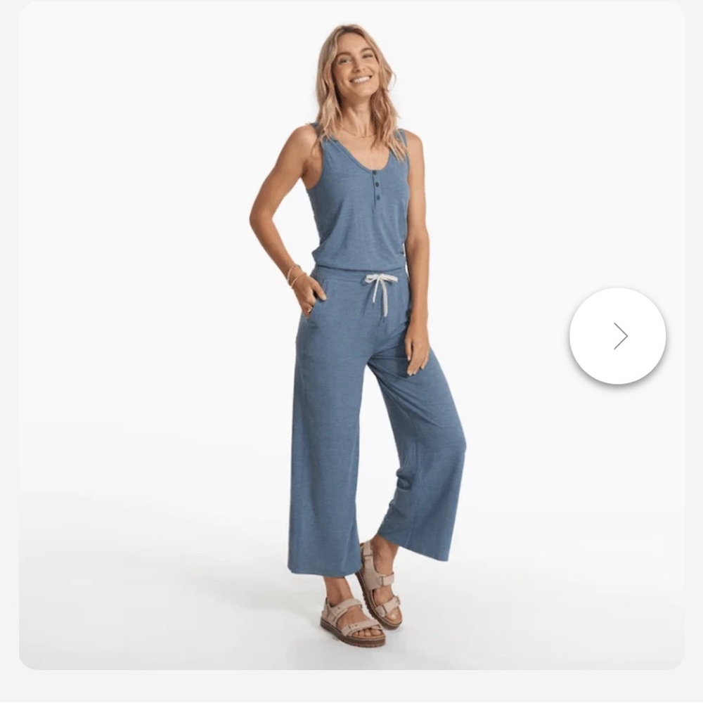 Vuori Blue Sleeveless Wide-Leg Jumpsuit